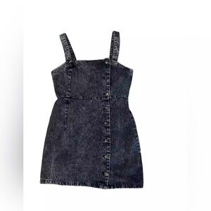 H&M black denim overall bottom up dress